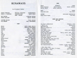 Runaways Program Fall 1988