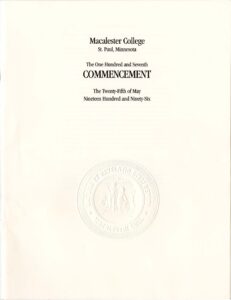 1996 Commencement program cover