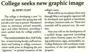The Mac Weekly 4/8/1994 article about college rebranding