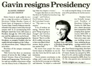 The Mac Weekly 5/2/1995 article about end of Gavin presidency