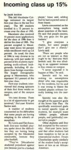 The Mac Weekly 9/18/1992 about the Class of 1996