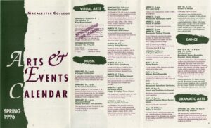 Arts and Events Calendar Spring 1996