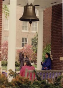 Ringing the bell at Commencement 1996