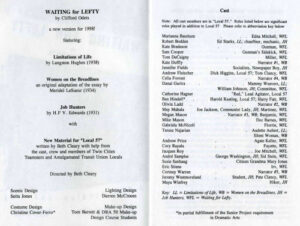 Program for Waiting for Lefty 1998
