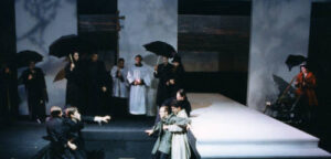 Performers on stage for Hamlet 2001