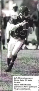 Photo of Mac football quarterback Aaron Quitmeyer '01 from Mac Today February 2000