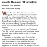 Article on Amanda Thompson '01 in Mac Today Summer 2001