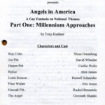 A page from the program for the 2007 production of the Angels in America, showcasing the cast members and their roles.
