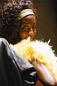 A close up of a character from the 2008 production of Colored Museum