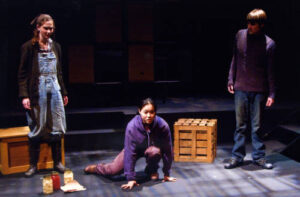An image of three characters from the 2008 production Faraway