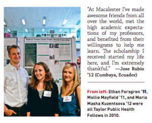 Ethan and Mollie, along with other students, were Taylor Public Health Fellows in 2010