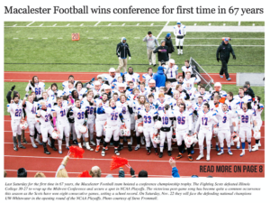 For the first time in 67 years, the Mac Football team hoisted a conference championship trophy