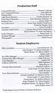 Listing of production staff and students