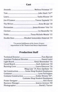 Listing of cast and production staff