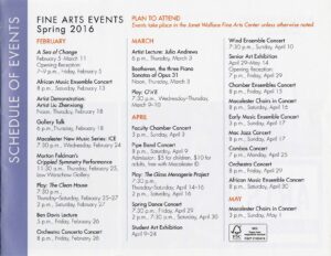 fine arts schedule of events
