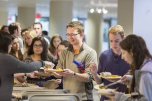 Students in line for food