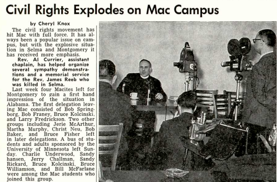 The Mac Weekly, March 26, 1965. Civil Rights Explodes on Campus.