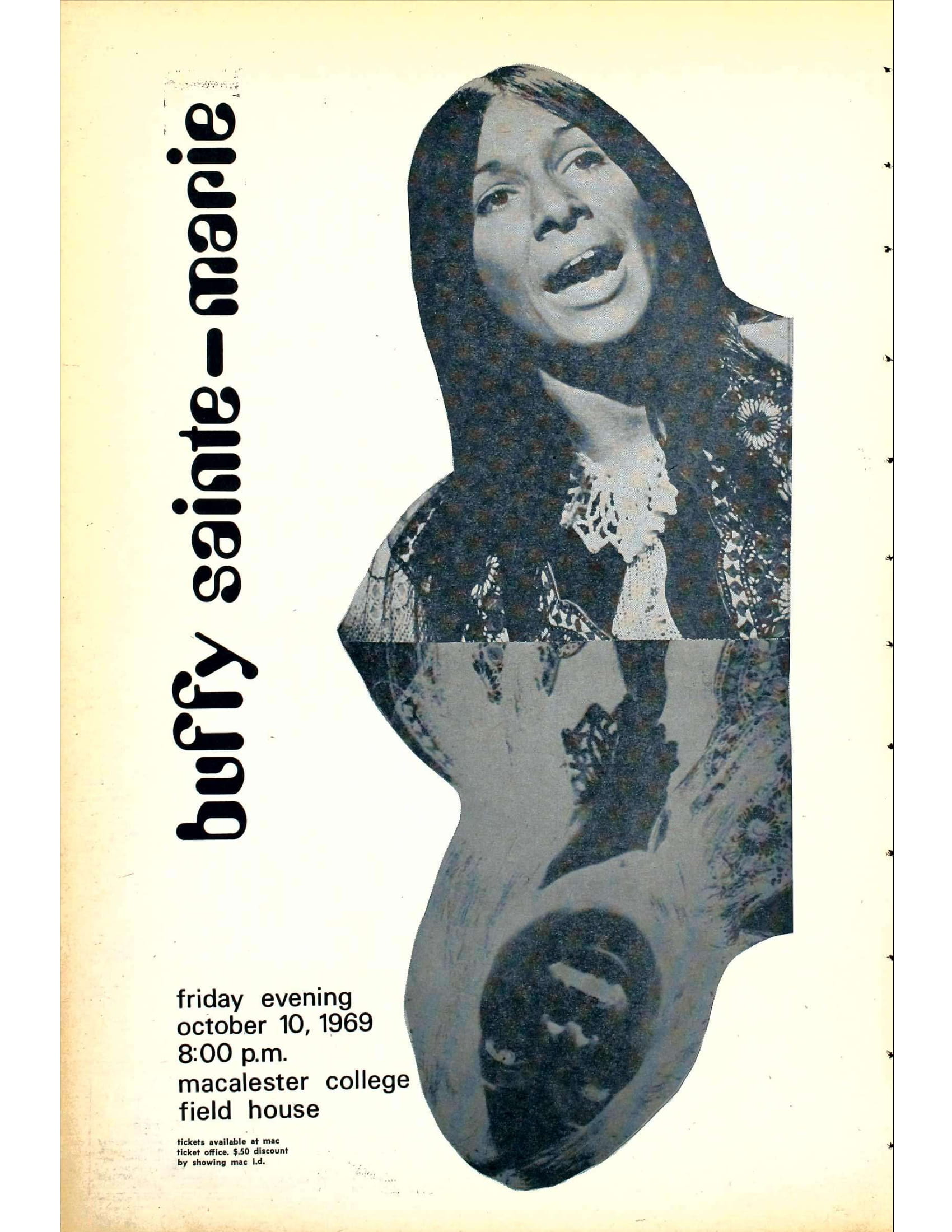 The Mac Weekly, October 3, 1969. Buffy Sainte-Marie Concert, "Indian Week."