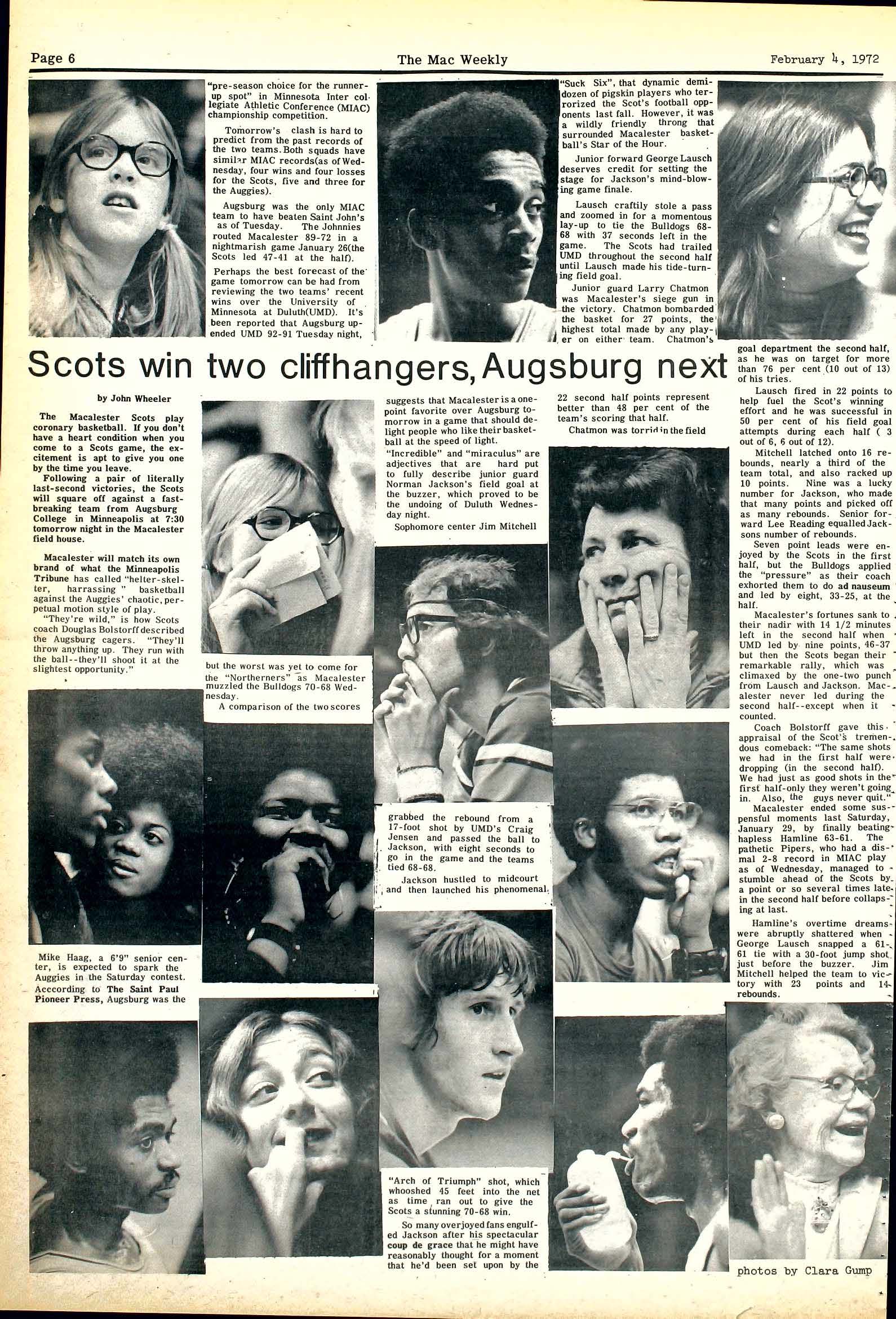 The Mac Weekly, February 4, 1972. "Coronary Basketball."
