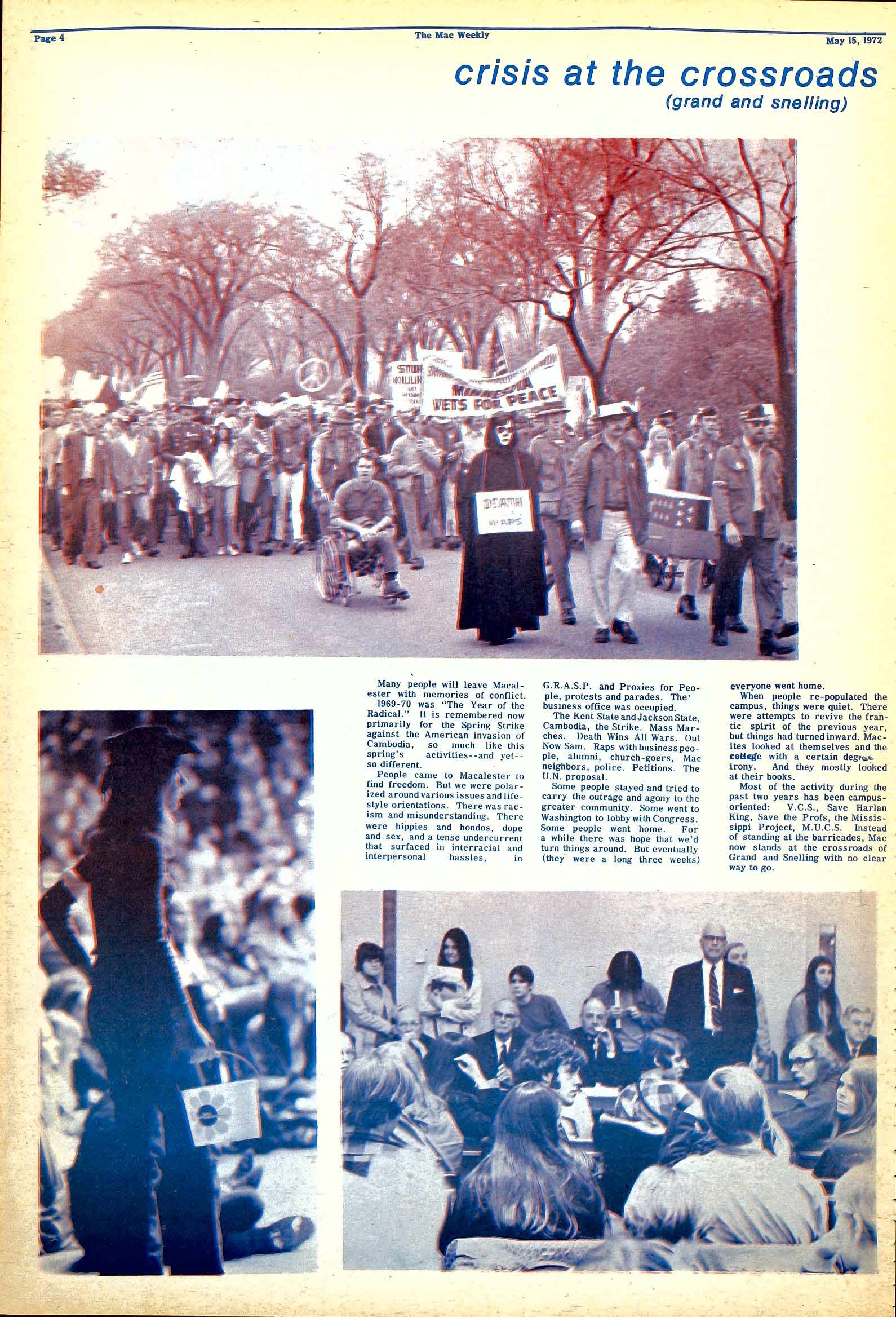 The Mac Weekly, May 15, 1972. Years of Protest.