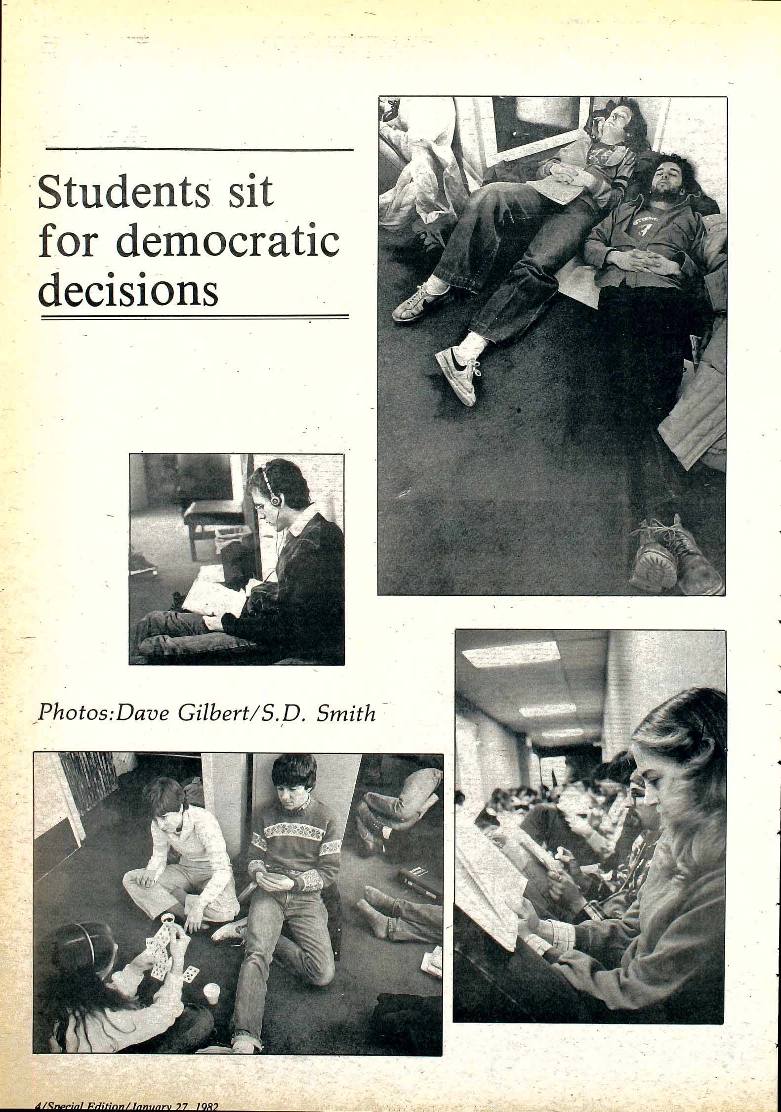 The Mac Weekly, January 27, 1982. Students Sit for Democratic Decisions.