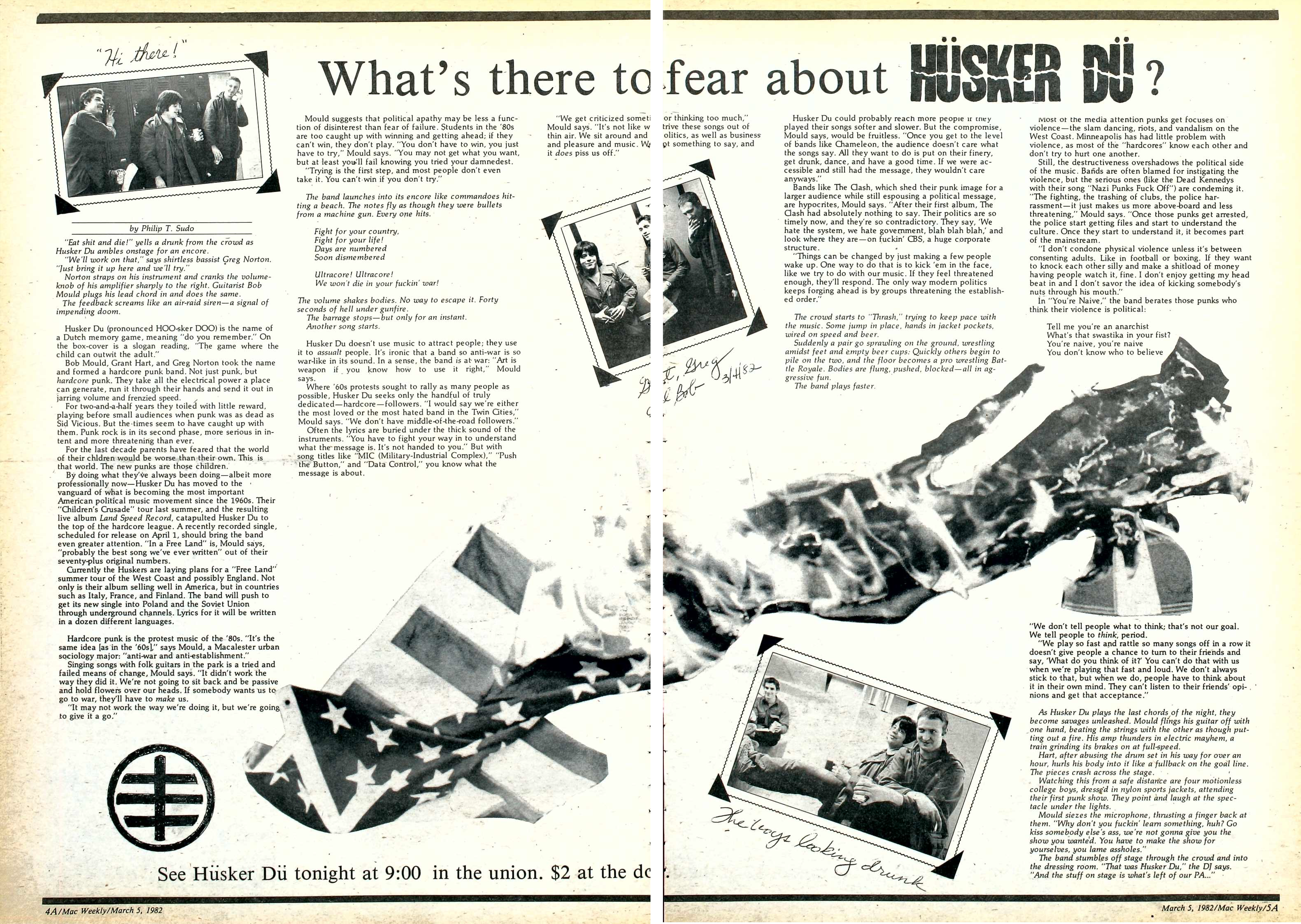 The Mac Weekly, March 5, 1982. What's to Fear About Husker Du?
