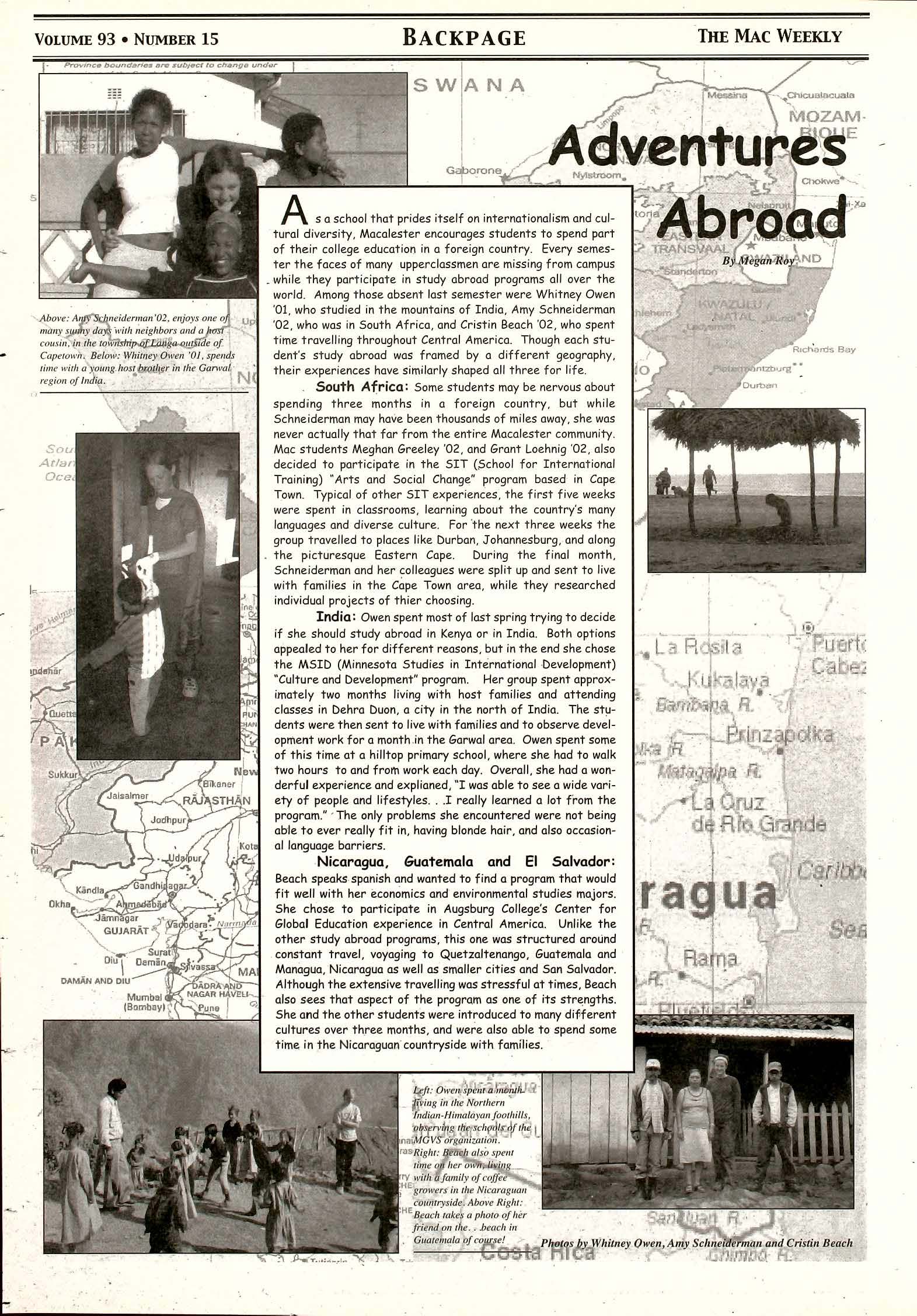 The Mac Weekly, February 16, 2001. Adventures Abroad.