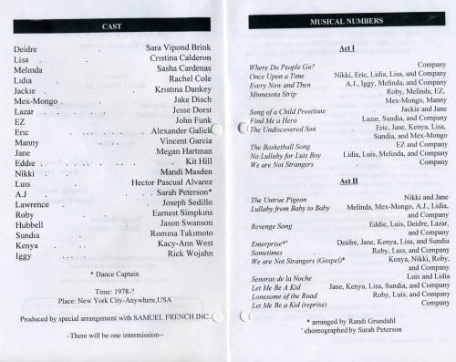 Theatre and Dance Collection. Excerpt from program for Runaways, 2004-5
