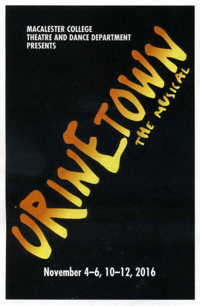Theatre and Dance Collection. Poster for Urinetown The Musical, November 20